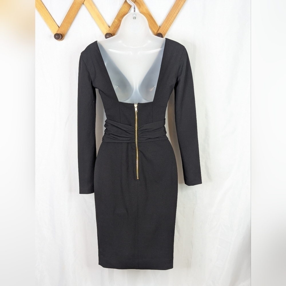Dress the Population Drew V-Neck Long Sleeve Stretch Mini Dress - Picture 3 of 8